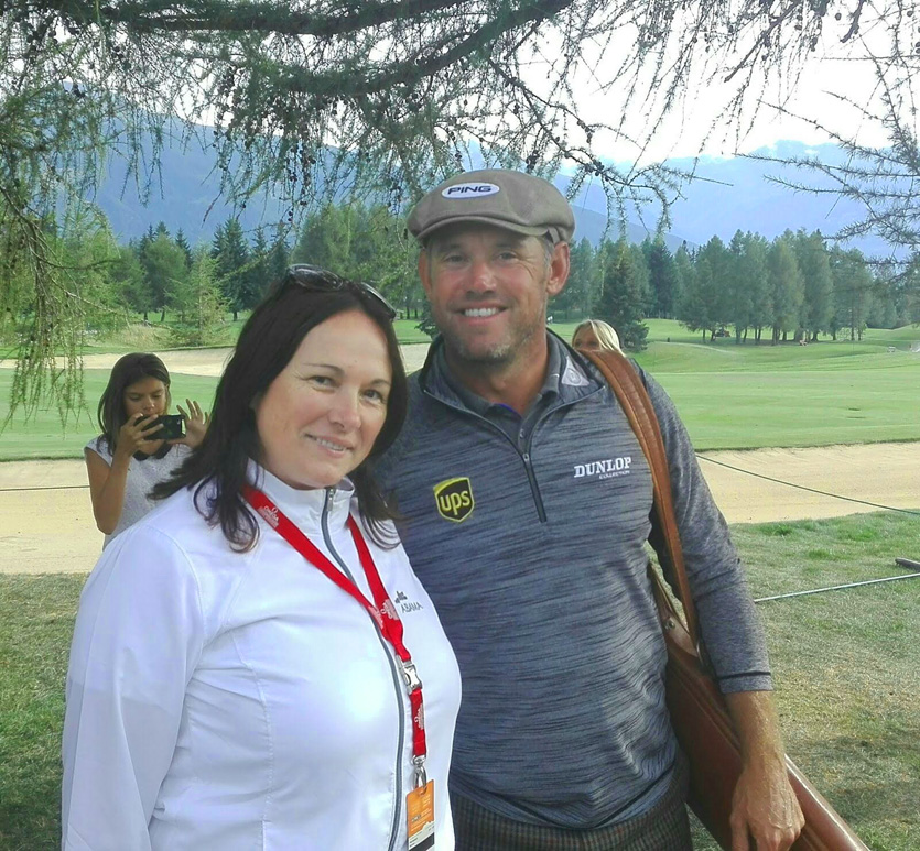 Maria Moreno et Lee Westwood au tournoi de golf Crans Montana